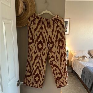 Nicole Miller Tan and Brown Wide Leg Pants